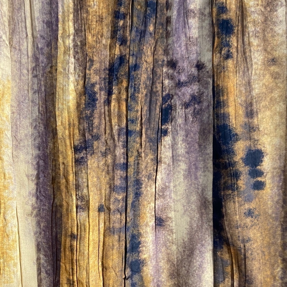 MNG Mango Exclusive Collection Skirt Maxi Watercolor Crinkle Pleated Medium - Picture 8 of 15